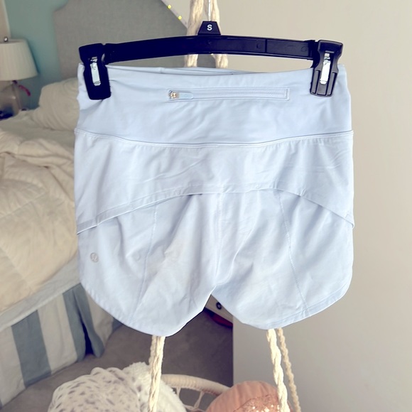 RARE BABY BLUE LULULEMON SPEEDUP SHORTS - Picture 1 of 3